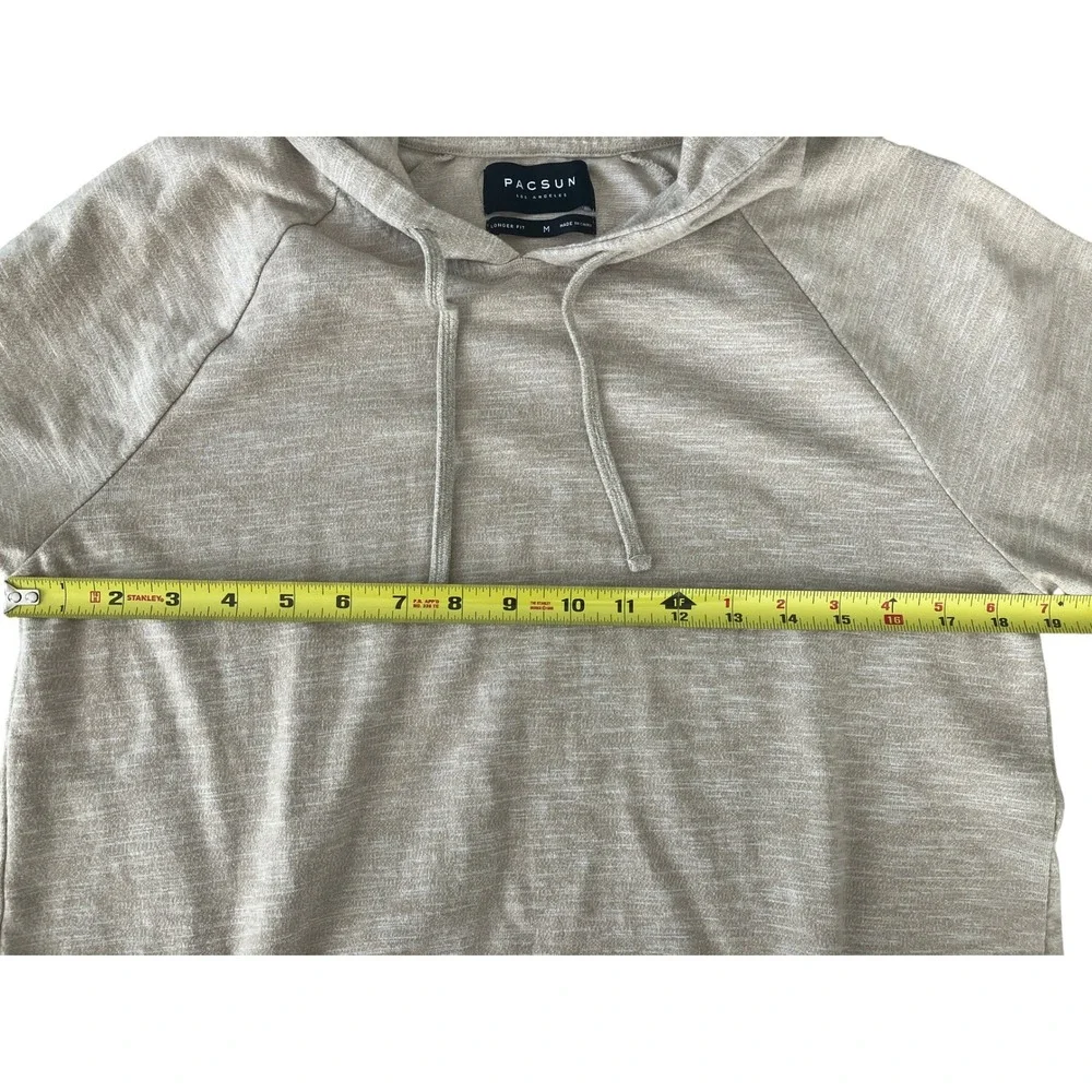 Pacsun Longer Fit Hoodie Beige Raglan Sleeve Pullover Casual Comfy - Picture 8 of 8